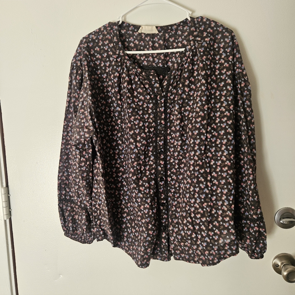 Lucky Brand Black Floral Blouse